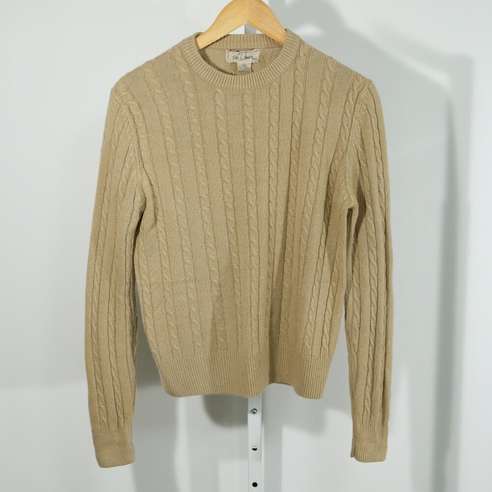 The Denver Vintage Cable Knit Sweater – Neutral Preppy Minimalist 80’s (L)
